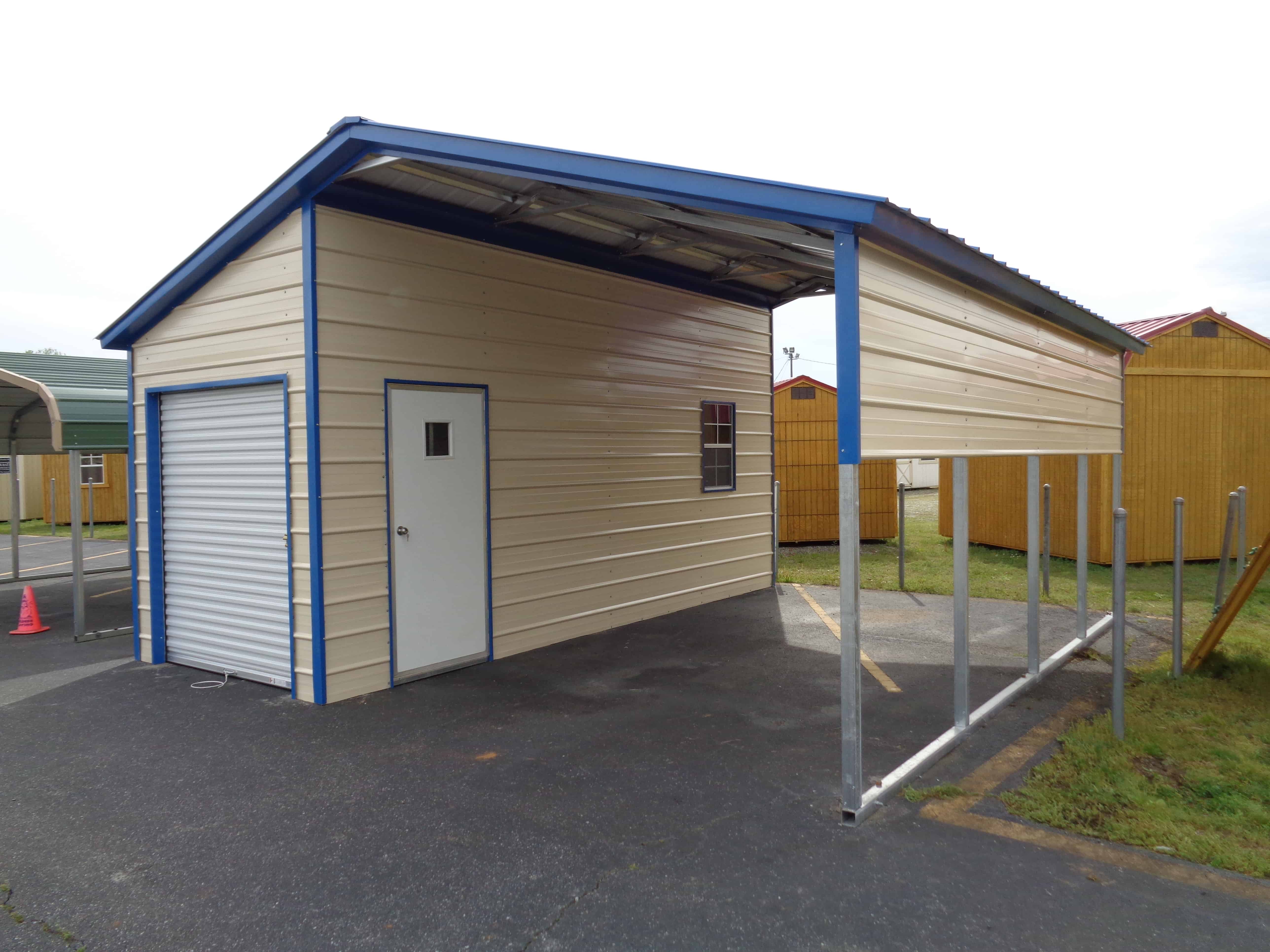 18x21x8 With 8x21 Of Enclosed Storage Eagle Carports