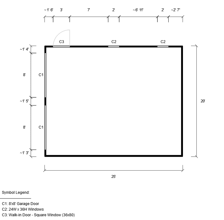 Featured Building 80 20x25x10 2D Floor Plan Eagle Carports
