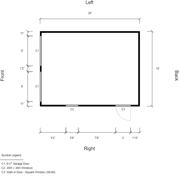 Featured Building 138 15x20x8 2D Floor Plan Eagle Carports