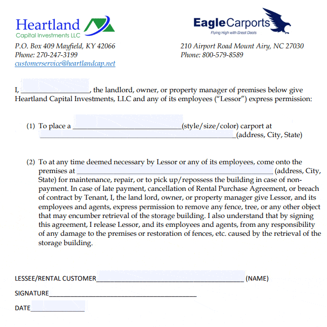 heartlandwaiverthumb Eagle Carports