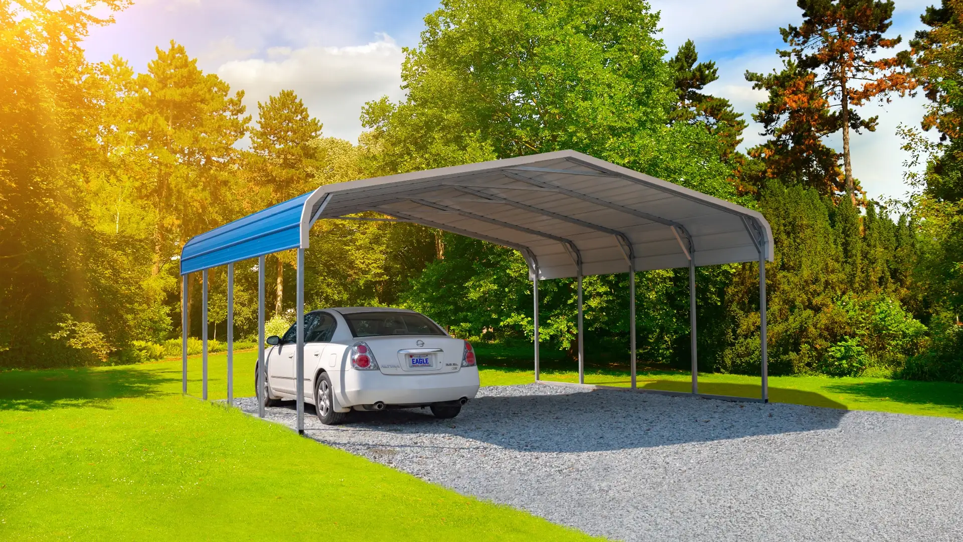 24x20x8 Regular Roof Metal Carport - Eagle Carports