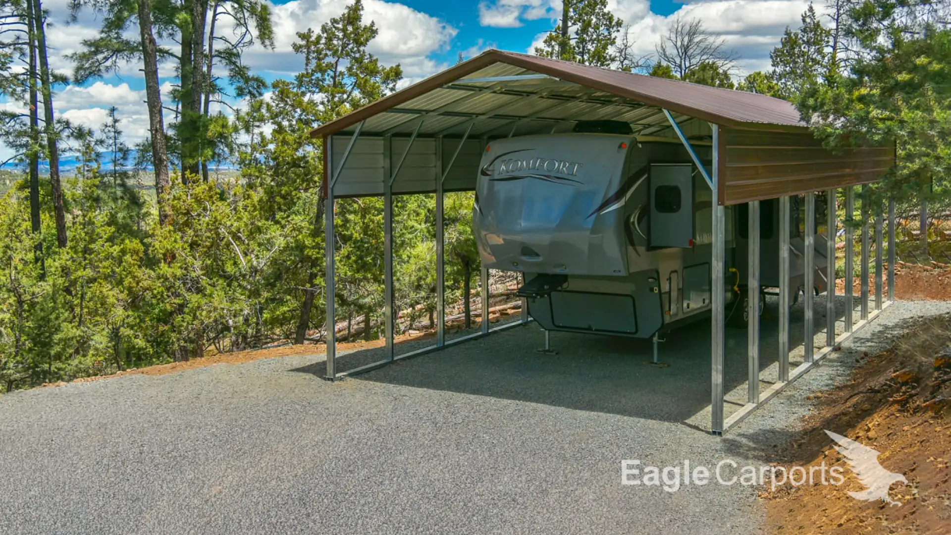 18x40x15 Metal RV Cover - Vertical Roof - Eagle Carports