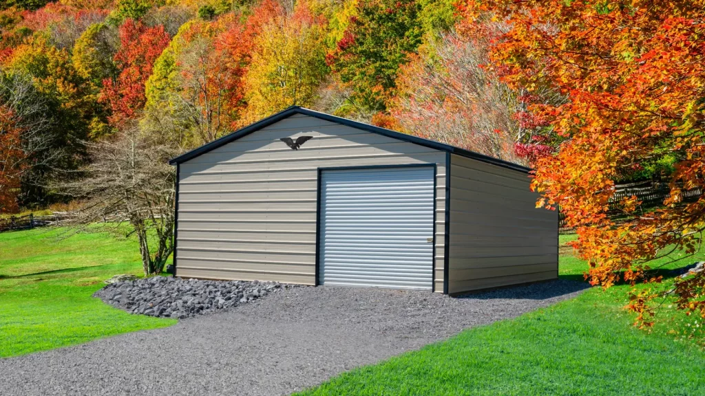 24x25x9 Metal Garage - Vertical Roof - Eagle Carports