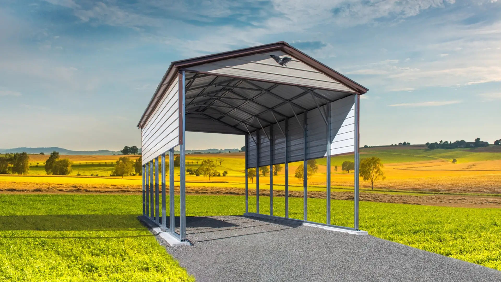 18x30x14 Metal RV Cover - Vertical Roof - Eagle Carports