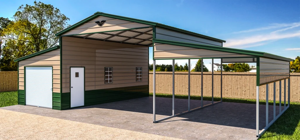 Double Wide Carport 20' Wide x 21' Long x 8' High