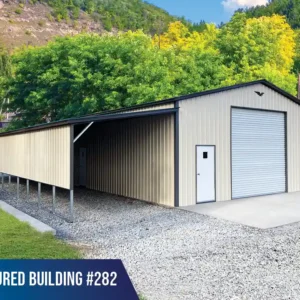 Metal Garage with 12' Lean-To